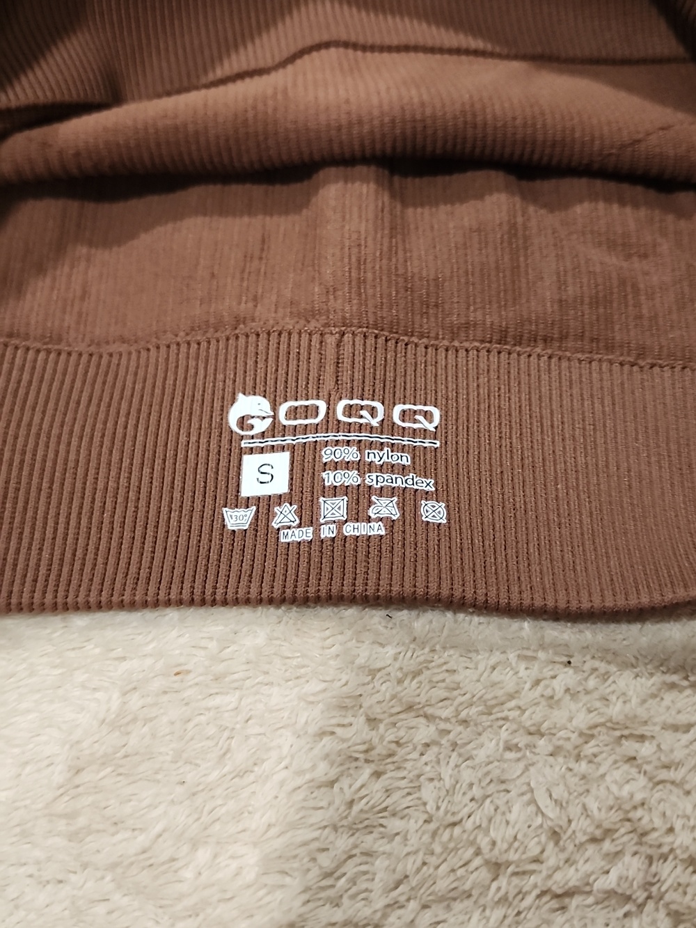 OQQ Crop Top Ribbed Seamless Workout Underscrub Long-Sleeve Brown Small - Picture 6 of 6